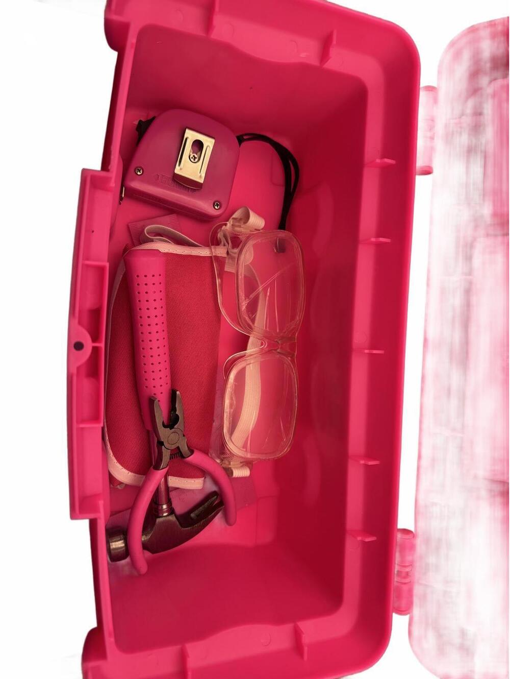 Pink Plastic Toolbox with Compartments and Handle - Picture 6 of 8